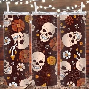 Boho Halloween Skull 20 fl oz metal tumbler